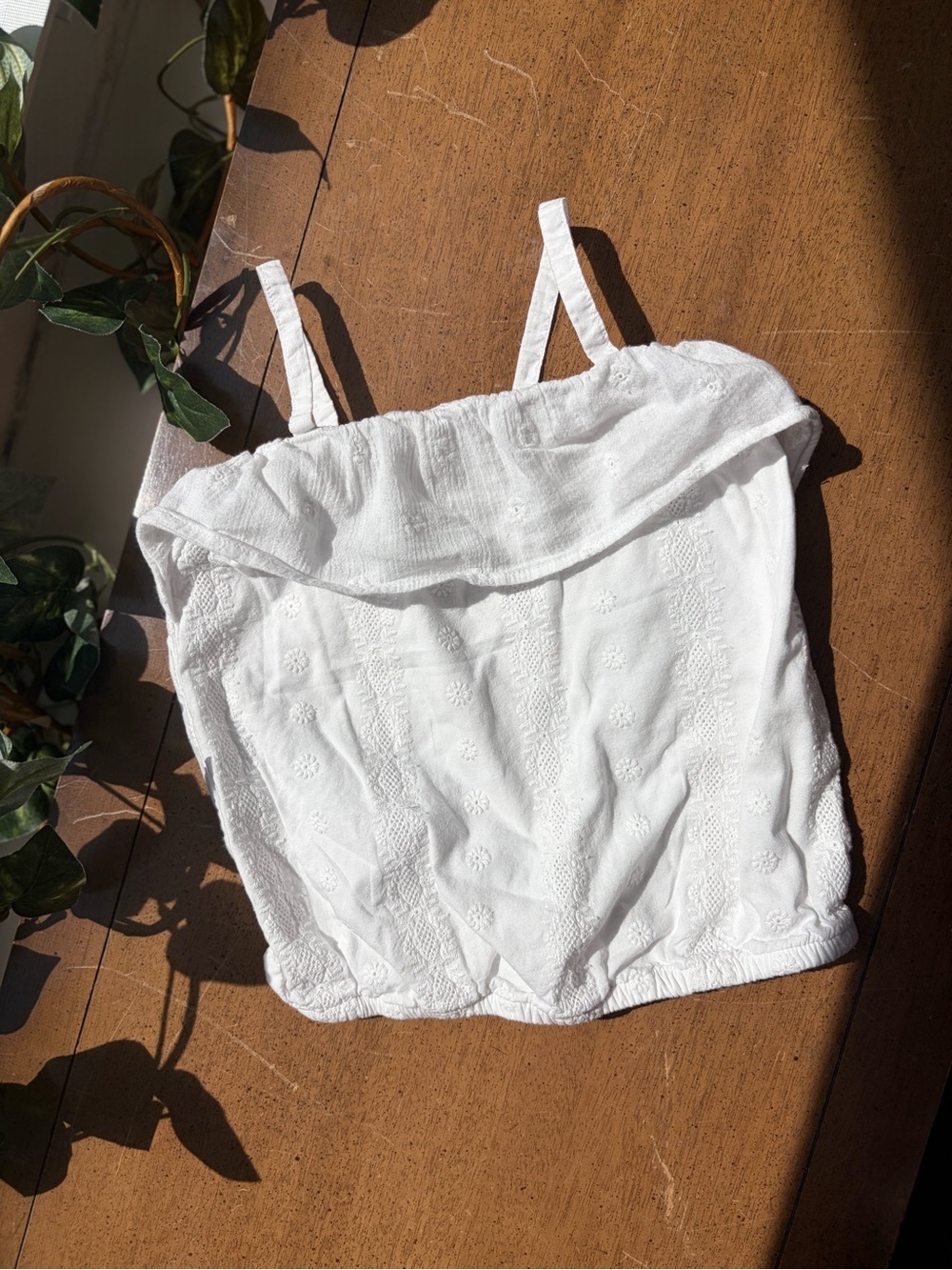 OshKosh Genuine Kids White Eyelet Tank Top 3T Boho Cottagecore Summer Toddler